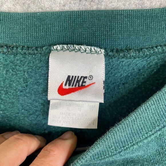 VTG 90s Nike Green Swoosh Big Logo Crewneck Sweatshirt Made in USA XL - Picture 6 of 8
